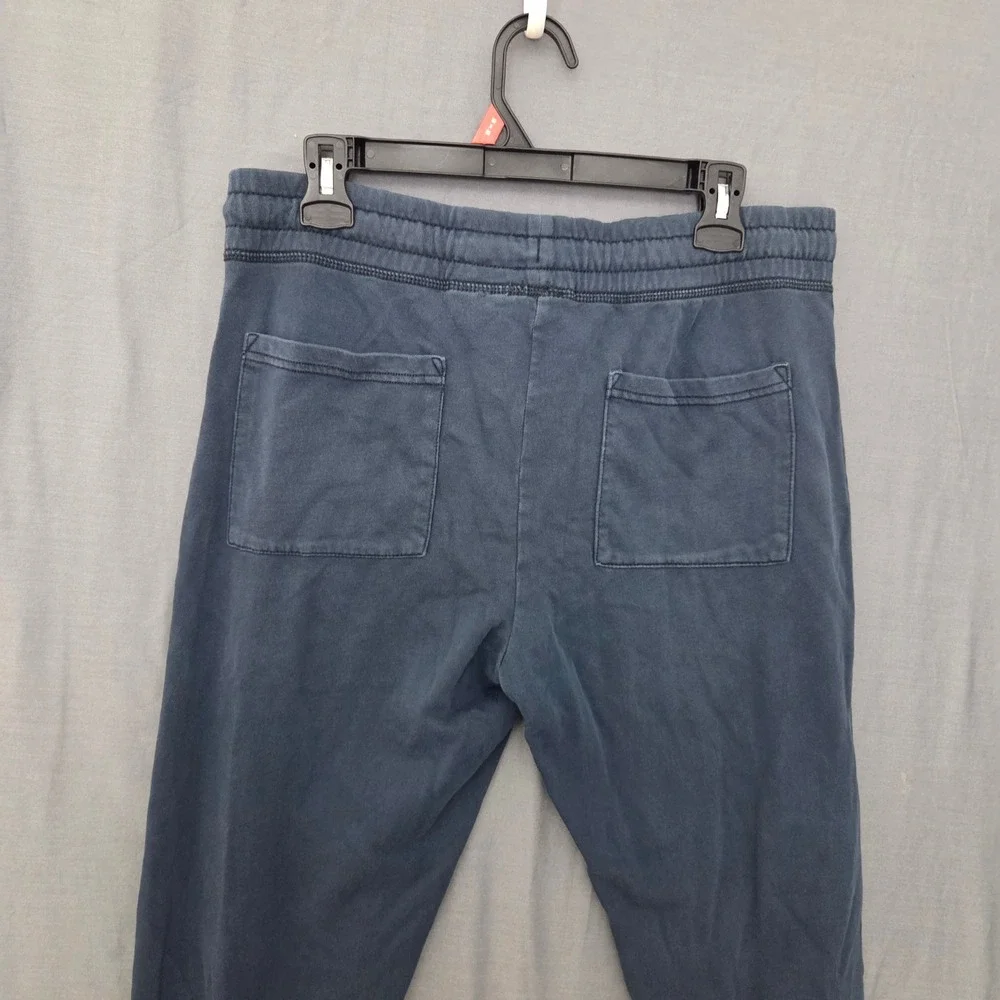 100% Cotton Moto Joggers Navy Blue Quilted Knee Zip Ankle Sweatpants Mens Size M